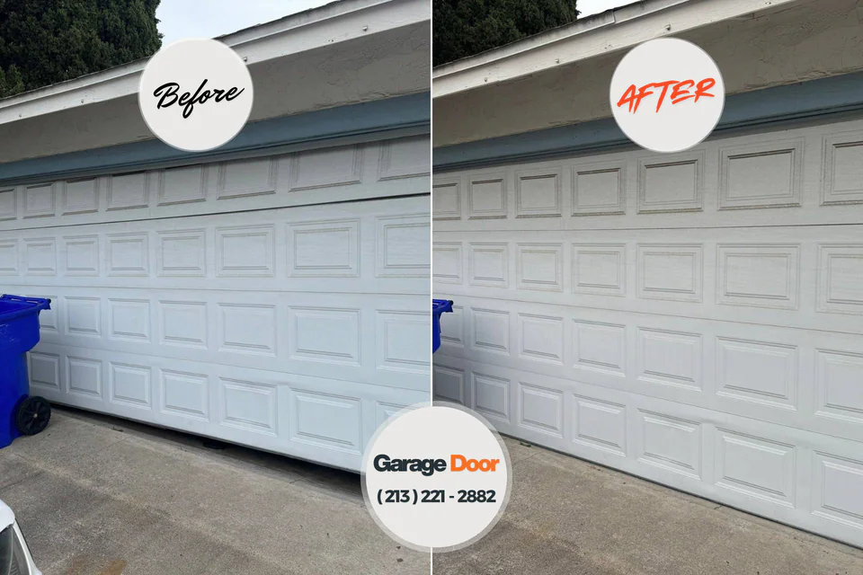 Before and after: garage door repair Jones Creek, TX